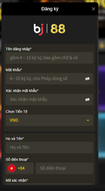 Quy trình đăng ký với BJ88