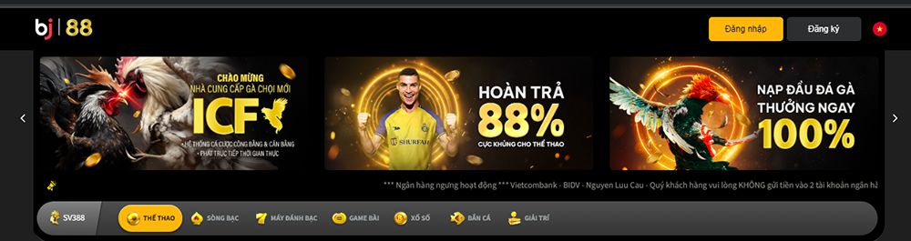 Giao diện đẹp mắt của nhà cái uy tín BJ 88